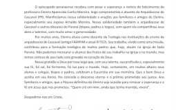 CNBB emite nota de condolências pelo falecimento da professora Elenira Aparecida Cunha Moreira